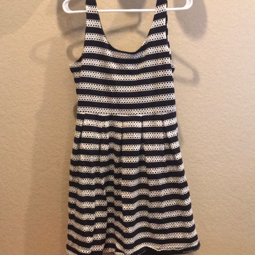Navy and white striped dress